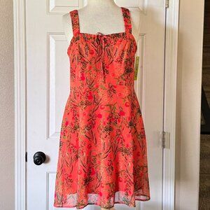 Gianni Bini Jane Printed Peach Floral Mini Dress Size 12 Brand NEW w/Tags!